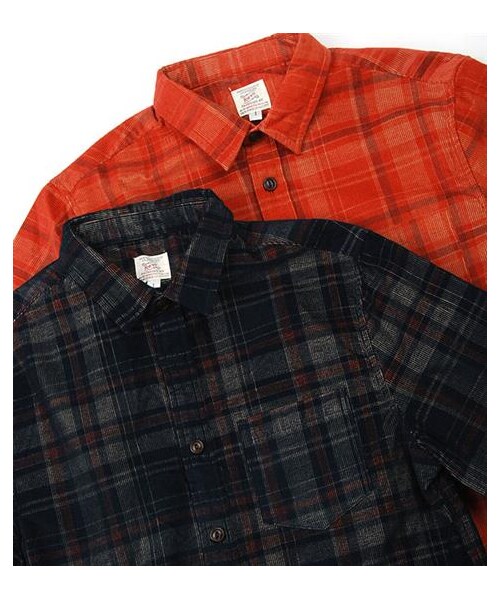 Revo.（レボ）の「燈心絨格紋襯衫（その他・メンズ・橘/藍・S/M）」の2枚目の写真