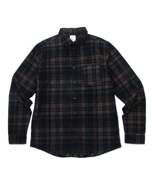 Revo.（レボ）の「燈心絨格紋襯衫（その他・メンズ・橘/藍・S/M）」の3枚目の写真