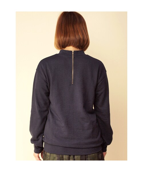 w closet（ダブルクローゼット）の「スタンドネック刺繍裏毛チュニック（トップス・レディース・グレー/L.ラベンダー/ネイビー/ブラック・FREE）」の7枚目の写真