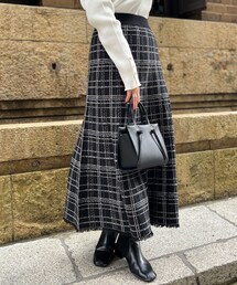 Chez toi | 裾フリンジチェックニットスカート(スカート)