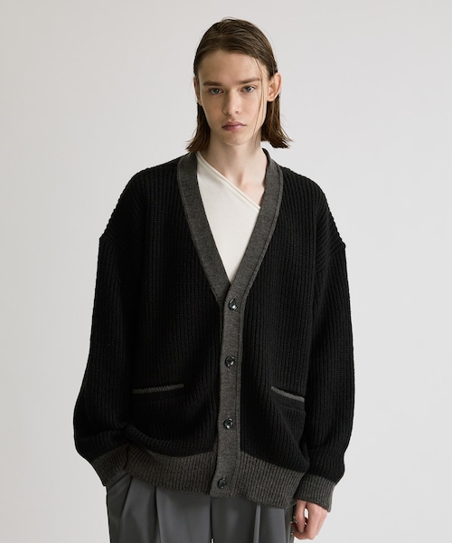 カラーラインウールオーバーカーディガン