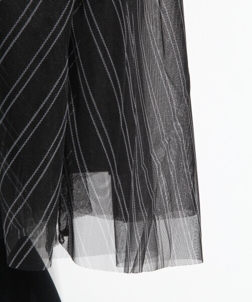 LOWRYS FARM（ローリーズファーム）の「ストライププリントチュールスカート（スカート・レディース・オフ/ブラック/カーキ・Ｆ）」の7枚目の写真