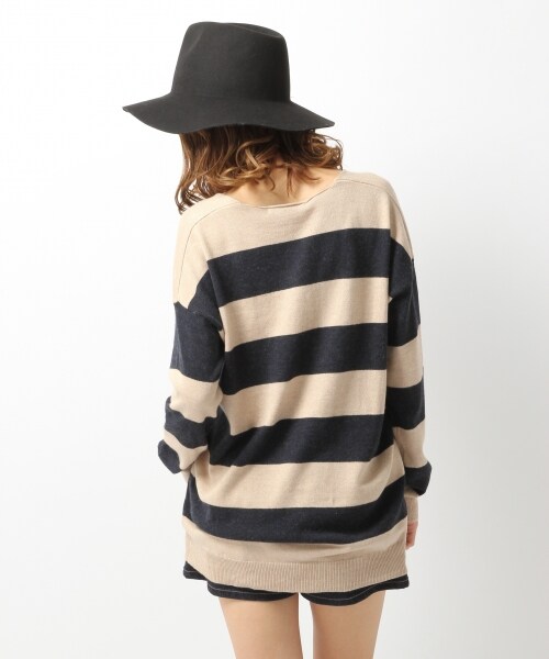 Heather(ヘザー)の「12GVネックニットプルオーバー(トップス・レディース・オフホワイト/ホワイト×ブラック/ベージュ×ダークネイビー/グリーン・FREE)」の6枚目の写真