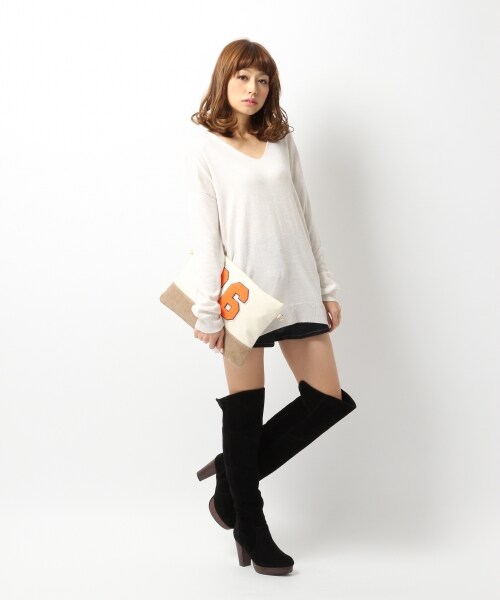 Heather(ヘザー)の「12GVネックニットプルオーバー(トップス・レディース・オフホワイト/ホワイト×ブラック/ベージュ×ダークネイビー/グリーン・FREE)」の13枚目の写真