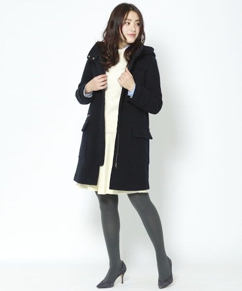 BABYLONE（バビロン）の「圧縮ブークレーフードコート（ジャケット/アウター・レディース・オフホワイト/ネイビー・36）」の6枚目の写真