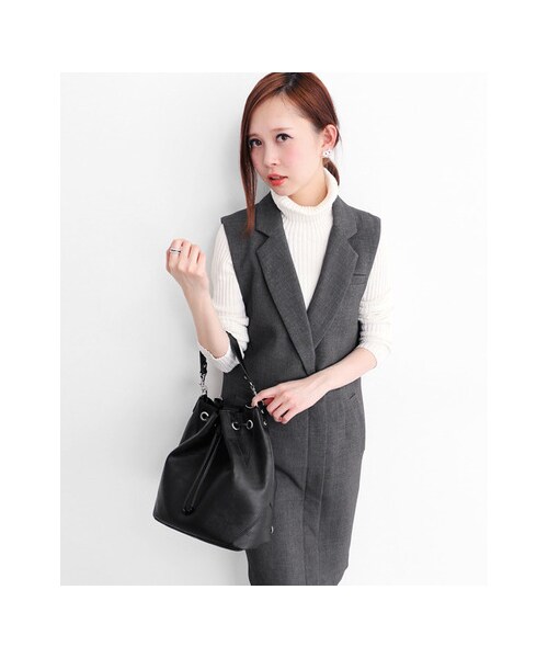 KBF（ケイビーエフ）の「3way巾着バッグ（バッグ・レディース・OFFWHITE/BLACK・one）」の5枚目の写真