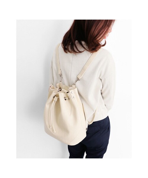 KBF（ケイビーエフ）の「3way巾着バッグ（バッグ・レディース・OFFWHITE/BLACK・one）」の11枚目の写真