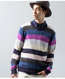 JUNRED | マルチボーダークルーネックニット(トップス)