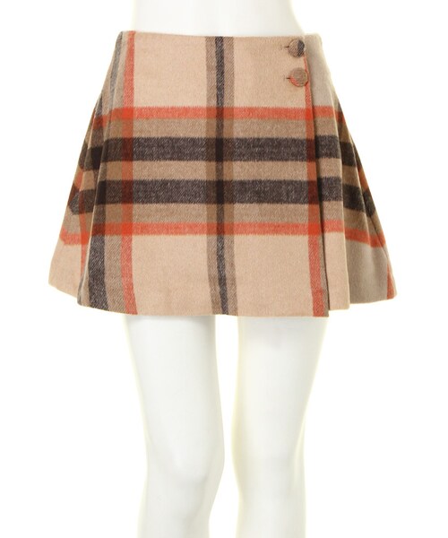 dazzlin（ダズリン）の「【R】ウール台形チェックスカート（スカート・レディース・レッド/ベージュ/キャメル・S/M）」の2枚目の写真