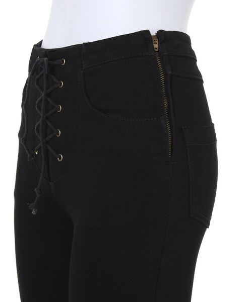 EVRIS（エヴリス）の「レースアップハイウエストPT【CA】（パンツ・レディース・ブラック/インディゴ・XS/S/M）」の7枚目の写真