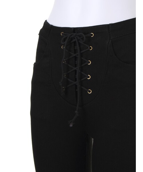 EVRIS（エヴリス）の「レースアップハイウエストPT【CA】（パンツ・レディース・ブラック/インディゴ・XS/S/M）」の6枚目の写真