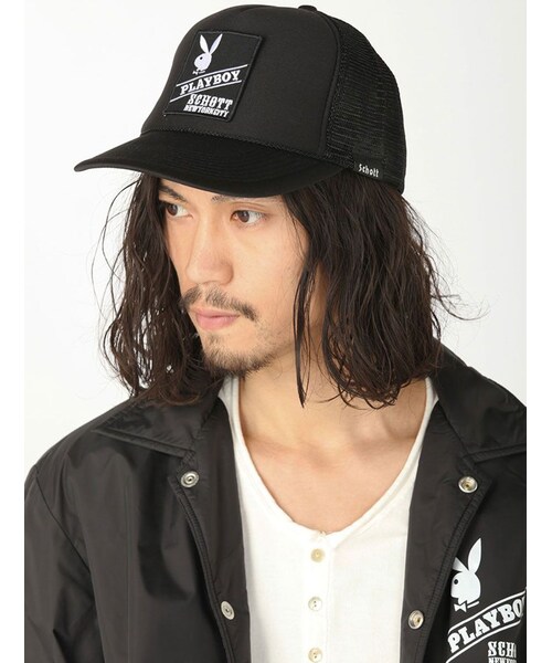 schott(ショット)の「Schott(ショット)PLAY BOY CAP(トップス・BLK/BLACK・F)」の2枚目の写真