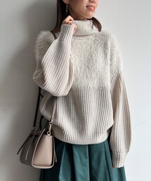 Chez toi | シャギー切替タートルネックプルオーバー(ニット/セーター)