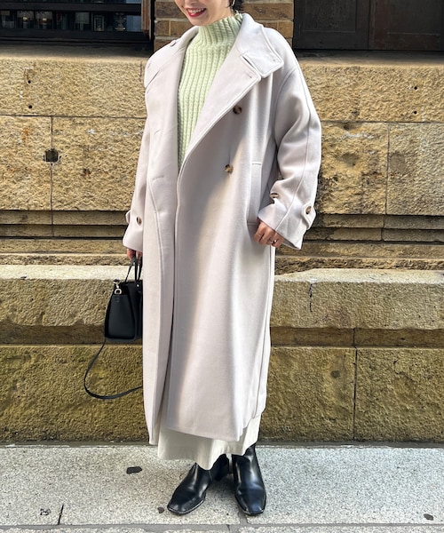 Chez toi(シェトワ)の「袖ボリュームスタンドネックコート(その他アウター・レディース・アイボリー/モカ/イエロー/ブラック・F)」の2枚目の写真