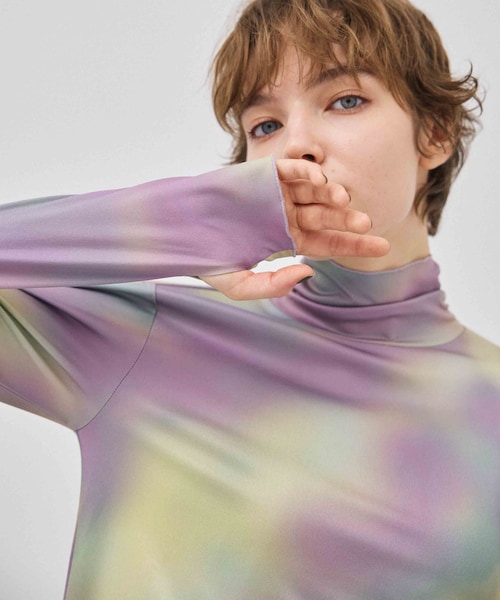 PUBLIC TOKYO（パブリックトウキョウ）の「マーブリングプリントTOP（Tシャツ/カットソー・レディース・BRN/PPL・FREE）」の2枚目の写真