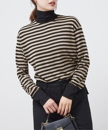 FRAMeWORK（フレームワーク）の「≪予約≫【GICIPI】LANA SETA 1*1 別注ボーダータートルネックプルオーバー(ブラック)（その他）」