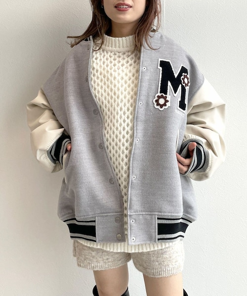 【エグサ】ロンハーマンスタジャン メルトンウール/レザー エグサ】ロンハーマンスタジャン メルトンウール/レザー ウール