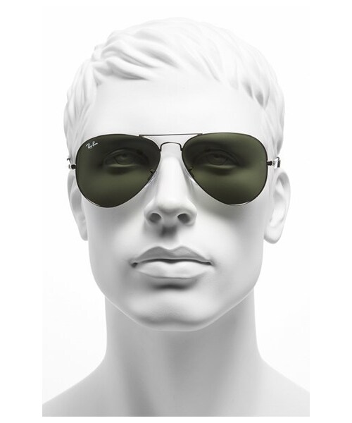 Ray-Ban（レイバン）の「Ray-Ban 'Original Aviator' 58mm Sunglasses（サングラス・メンズ・Silver）」の2枚目の写真