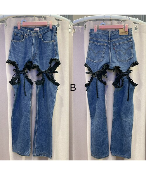 lilLilly(リルリリー)の「【数量限定】カットアウトリメイクデニム(その他・レディース・B/ IND×BLK/C/ IND×BLK/D/ IND×BLK/E/ IND×BLK)」の3枚目の写真