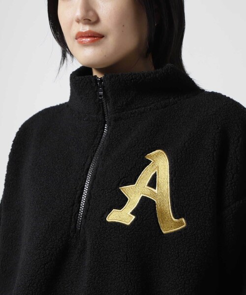 AVIREX（アヴィレックス）の「ハーフジップ エンブロイダリー トップス / L-L/S HALF ZIP EMBROIDERY TOPS（トップス・ブラック/オフホワイト/キャメル・F）」の9枚目の写真