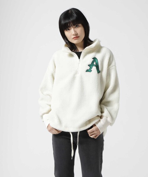 AVIREX（アヴィレックス）の「ハーフジップ エンブロイダリー トップス / L-L/S HALF ZIP EMBROIDERY TOPS（トップス・ブラック/オフホワイト/キャメル・F）」の15枚目の写真