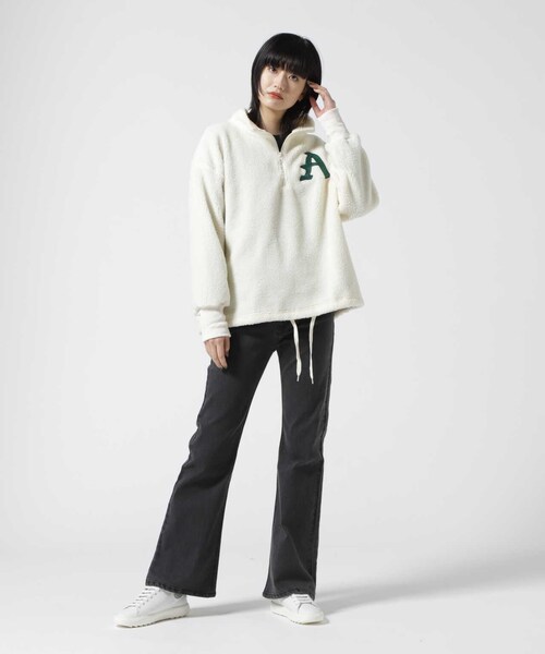 AVIREX（アヴィレックス）の「ハーフジップ エンブロイダリー トップス / L-L/S HALF ZIP EMBROIDERY TOPS（トップス・ブラック/オフホワイト/キャメル・F）」の16枚目の写真
