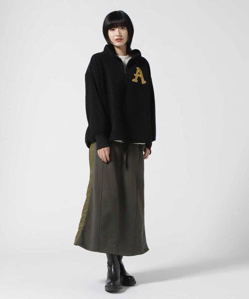 AVIREX（アヴィレックス）の「ハーフジップ エンブロイダリー トップス / L-L/S HALF ZIP EMBROIDERY TOPS（トップス・ブラック/オフホワイト/キャメル・F）」の6枚目の写真