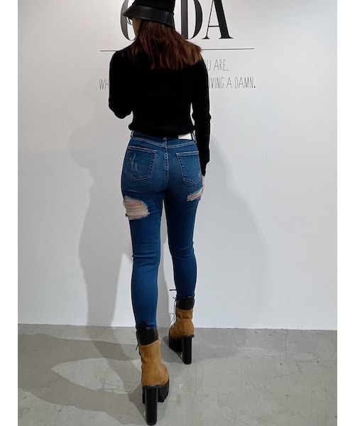 GYDA（ジェイダ）の「M/W BOTH RIPPED スキニーデニムPT（デニムパンツ