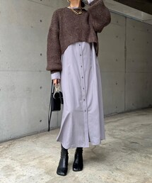 DouDou | ショート丈ニット＋ワンピースセット(ワンピース)