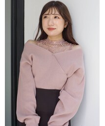 MERCURYDUO | レースドッキングカシュクールコンパクトニット(ニット/セーター)