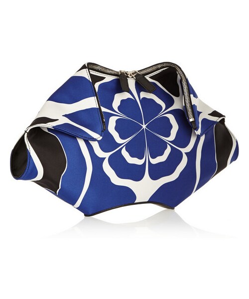 Alexander McQueen（アレキサンダーマックイーン）の「Alexander McQueen The De Manta printed silk-satin clutch（クラッチバッグ・レディース・Blue）」の2枚目の写真