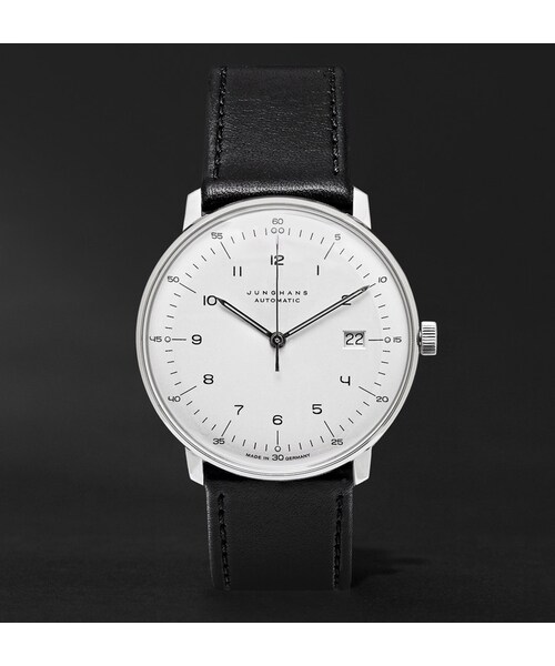 Junghans(ユンハンス)の「Junghans Max Bill Stainless Steel and Leather Automatic Watch(アナログ腕時計・メンズ・Black・One Size)」の9枚目の写真
