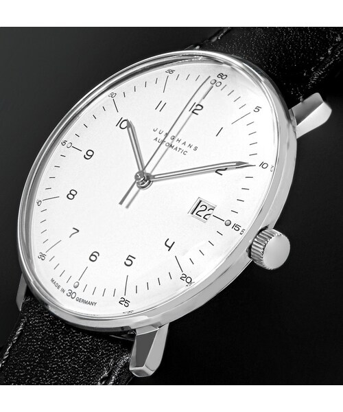 Junghans(ユンハンス)の「Junghans Max Bill Stainless Steel and Leather Automatic Watch(アナログ腕時計・メンズ・Black・One Size)」の2枚目の写真