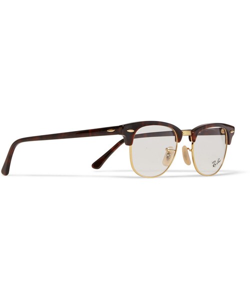 Ray-Ban（レイバン）の「Ray-Ban Clubmaster Tortoiseshell Acetate And Metal Optical Glasses（メガネ・メンズ・Tortoiseshell・One Size）」の4枚目の写真