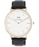 Daniel Wellington | Daniel Wellington Sheffield Rose Gold Black Leather Strap Watch - Black(非智能手錶)