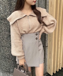 one after another NICE CLAUP | ハーフジップセーラーカラーニット(ニット/セーター)