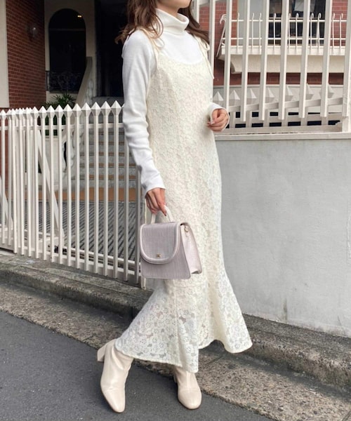 one after another NICE CLAUP（ワンアフターアナザーナイスクラップ）の「肩リボンキャミワンピース（ワンピース・レディース・アイボリー/ベージュ/ブラック系その他/ブラック・0）」の3枚目の写真