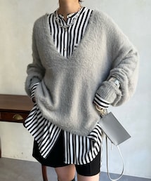 DouDou | シャギー深Vプルオーバー(ニット/セーター)