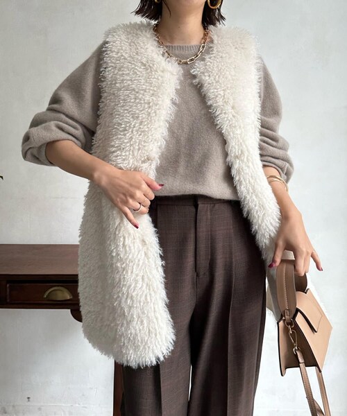 DouDou（ドゥドゥ）の「フォックスウールプルオーバー（ニット/セーター・レディース・エクリュ/ブルー/モカ/ブラック・F）」の3枚目の写真