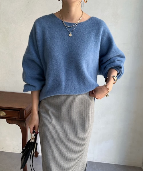 DouDou（ドゥドゥ）の「フォックスウールプルオーバー（ニット/セーター・レディース・エクリュ/ブルー/モカ/ブラック・F）」の4枚目の写真