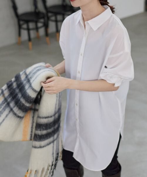 LEPSIM（レプシィム）の「レギュラーシャツ（トップス・レディース・オフホワイト05/ブルー82・FREE SIZE/FREE TALL）」の3枚目の写真