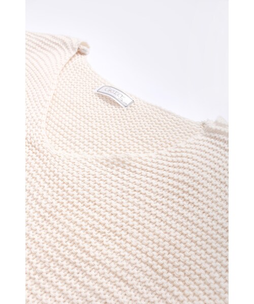 ORENDA（オレンダ）の「百搭開衩暖暖粗針毛衣（トップス・レディース・米白/黑・F）」の8枚目の写真