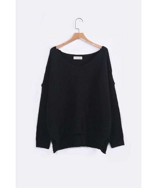 ORENDA（オレンダ）の「百搭開衩暖暖粗針毛衣（トップス・レディース・米白/黑・F）」の11枚目の写真