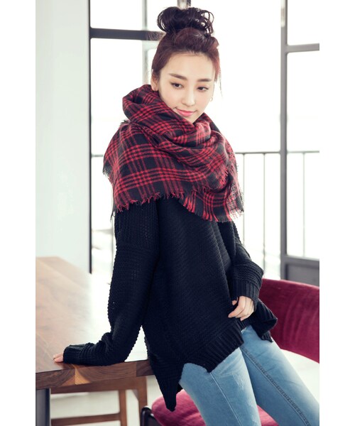 ORENDA（オレンダ）の「百搭開衩暖暖粗針毛衣（トップス・レディース・米白/黑・F）」の16枚目の写真