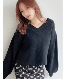 RESEXXY | ワイドリブVネックニットトップス(ニット/セーター)