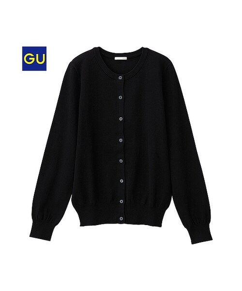 GU（ジーユー）の「（GU）クルーネックカーディガン（長袖）（WOMEN ⁄ パーカ・カーディガン・レディース・NAVY/BLACK/BLUE/YELLOW/PURPLE/LIGHT GRAY・S/L/XL/XS/XXL/M）」の2枚目の写真
