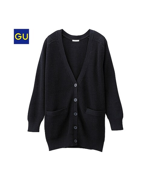 GU（ジーユー）の「（GU）ロングカーディガン（長袖）（WOMEN ⁄ パーカ・カーディガン・レディース・GRAY/GREEN/BLACK/OFF WHITE・XL/S/L/M）」の3枚目の写真