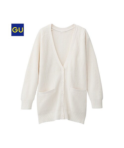 GU（ジーユー）の「（GU）ロングカーディガン（長袖）（WOMEN ⁄ パーカ・カーディガン・レディース・GRAY/GREEN/BLACK/OFF WHITE・XL/S/L/M）」の2枚目の写真