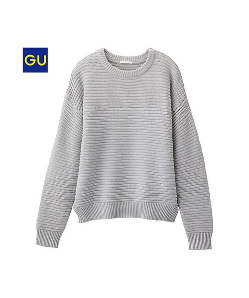 GU（ジーユー）の「（GU）ドルマンセーター（長袖）（WOMEN ⁄ ニット・レディース・GREEN/YELLOW/OFF WHITE/GRAY/BLACK/PINK・XL/S/M/L）」の4枚目の写真