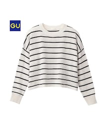 GU | （GU）クロップドセーター（ボーダー・長袖）(トップス)